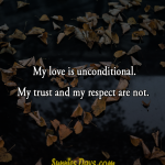 My love is unconditional. My trust and my respect are not. #love #quote #trust #relationship #couples #men #women