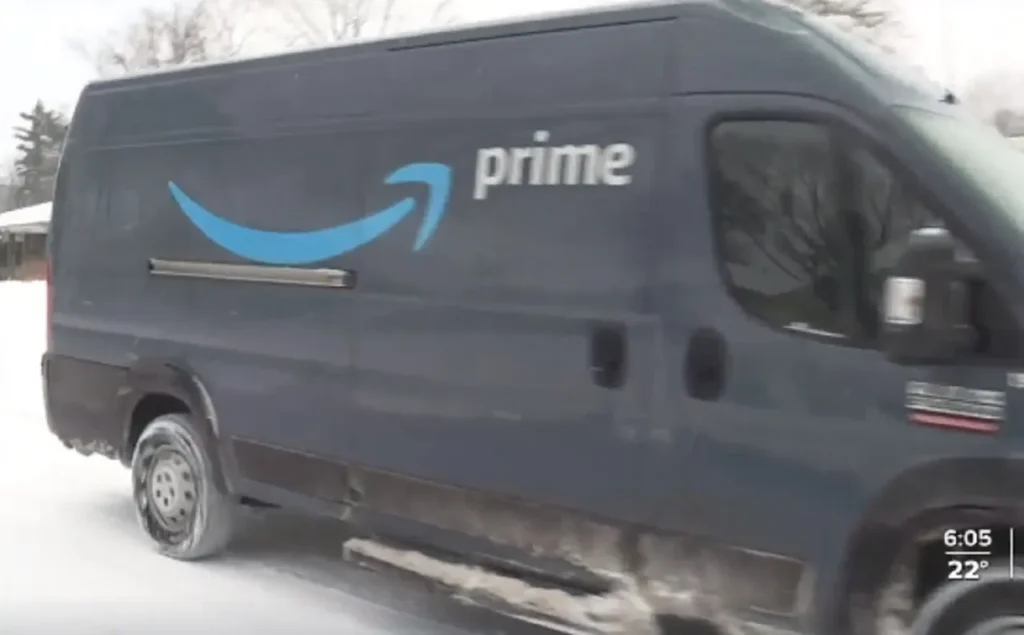Snowy driveway kindness, Amazon delivery compassion, Acts of kindness stories, California wheelchair assistance, Heartwarming delivery moments, Snow-clearing gestures impact, Community empathy in delivery, Compassionate Amazon drivers, Winter assistance stories, California snow removal acts, Amazon driver