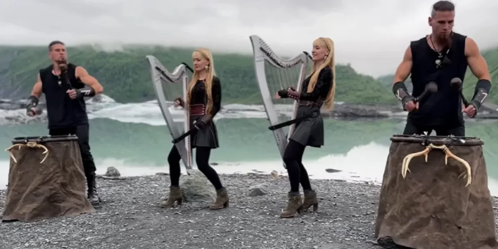 Paint It Black, Harp and drum fusion, Rolling Stones cover, Musical collaboration, Innovative music renditions, Harp Twins performance, Drum and harp duo, Unique musical arrangements, Creative instrument fusion, Harp and drums harmony, Experimental music interpretations