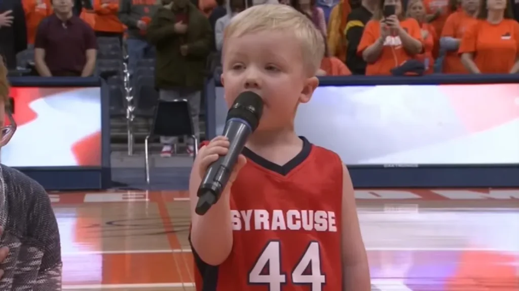 Three-year-old national anthem singer, Drake Grillo Syracuse performance, Syracuse University Carrier Dome event, Toddler sings National Anthem, Inspiring young performers, Memorable National Anthem performances, Carrier Dome history 2018, Young talent in music, Drake Grillo National Anthem, Syracuse University notable events