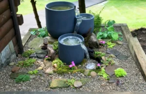 DIY Waterfall Planter Pot, Homemade Water Fountain, Garden Waterfall Ideas, Outdoor Fountain DIY, Easy Water Features, Patio Fountain Projects, Recycled Planter Fountain, Tiered Water Fountain DIY, Backyard Waterfall DIY, Home Water Fountain Installation