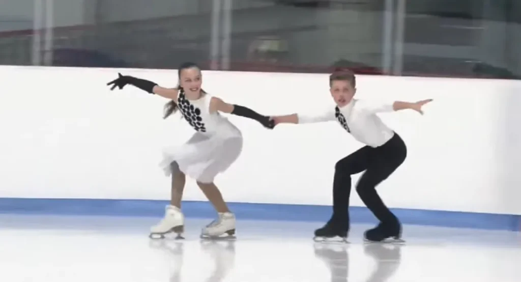 Ice Dancing Nationals 2024, Nicholas and Sophia Kartashov, Cruella De Vil ice dance, Cranford dance center skaters, Whitney Avalon Disney Parody, Young ice dancing prodigies, Storytelling on ice, Viral ice skating performances, Twins ice dancing routine, Future of ice dancing