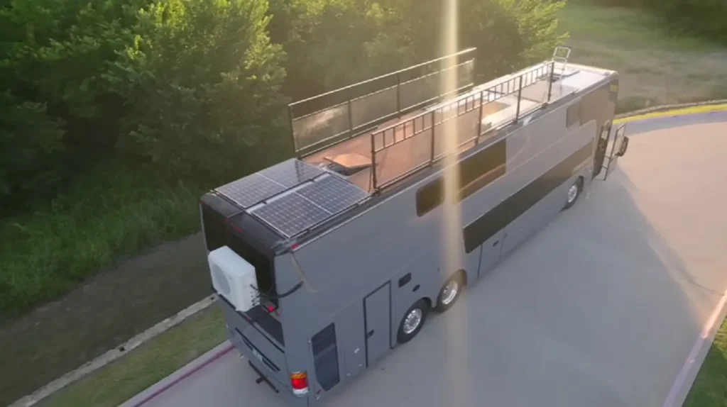 Double-decker bus tiny house, Tiny home transformation, Family bus conversion, Creative tiny living ideas, DIY bus home renovation, Alternative living spaces, Tiny house movement, Bus to home conversion, Unique tiny house ideas, Living in a converted bus