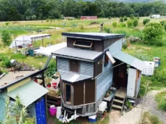 off-grid tiny house, sustainable tiny living, salvaged material home, eco-friendly tiny home, minimalist home design, mobile tiny house, permaculture tiny house, tiny house on wheels, alternative living solutions, sustainable off-grid lifestyle