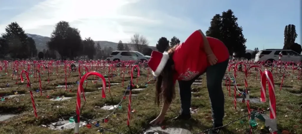 children’s cemetery, Christmas decorations, Baby Land Bountiful Utah, spreading holiday cheer to families, Valarie Hooper Baby Land decorations, acts of kindness during holidays